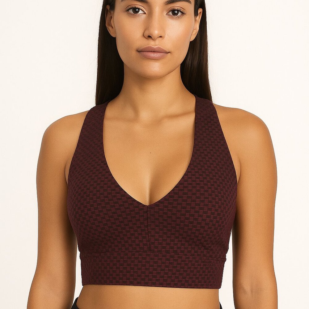 La society Burgundy V-Neck Crop Top
